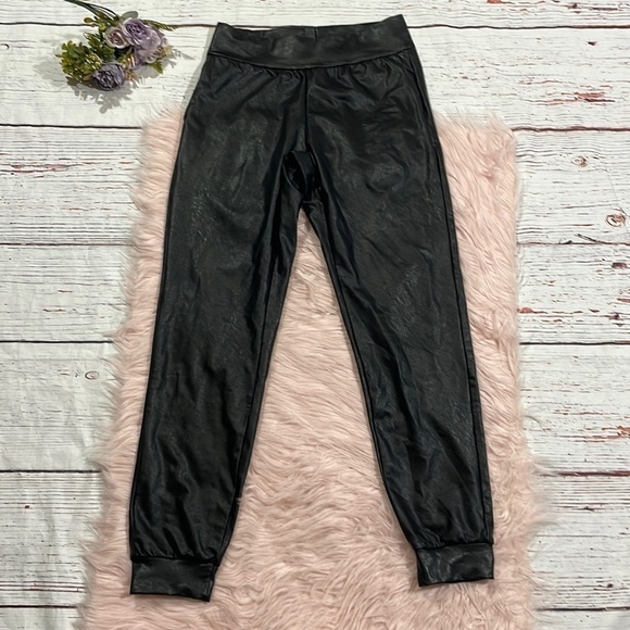 Commando Faux Leather Black High Rise Joggers - Picture 2 of 10